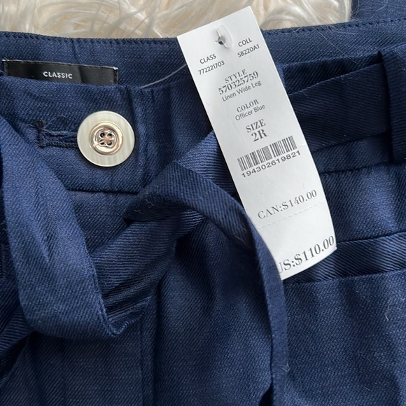 White House Black Market NWT Linen Wide Leg Pants Sz 2 Officer Blue - Picture 7 of 7